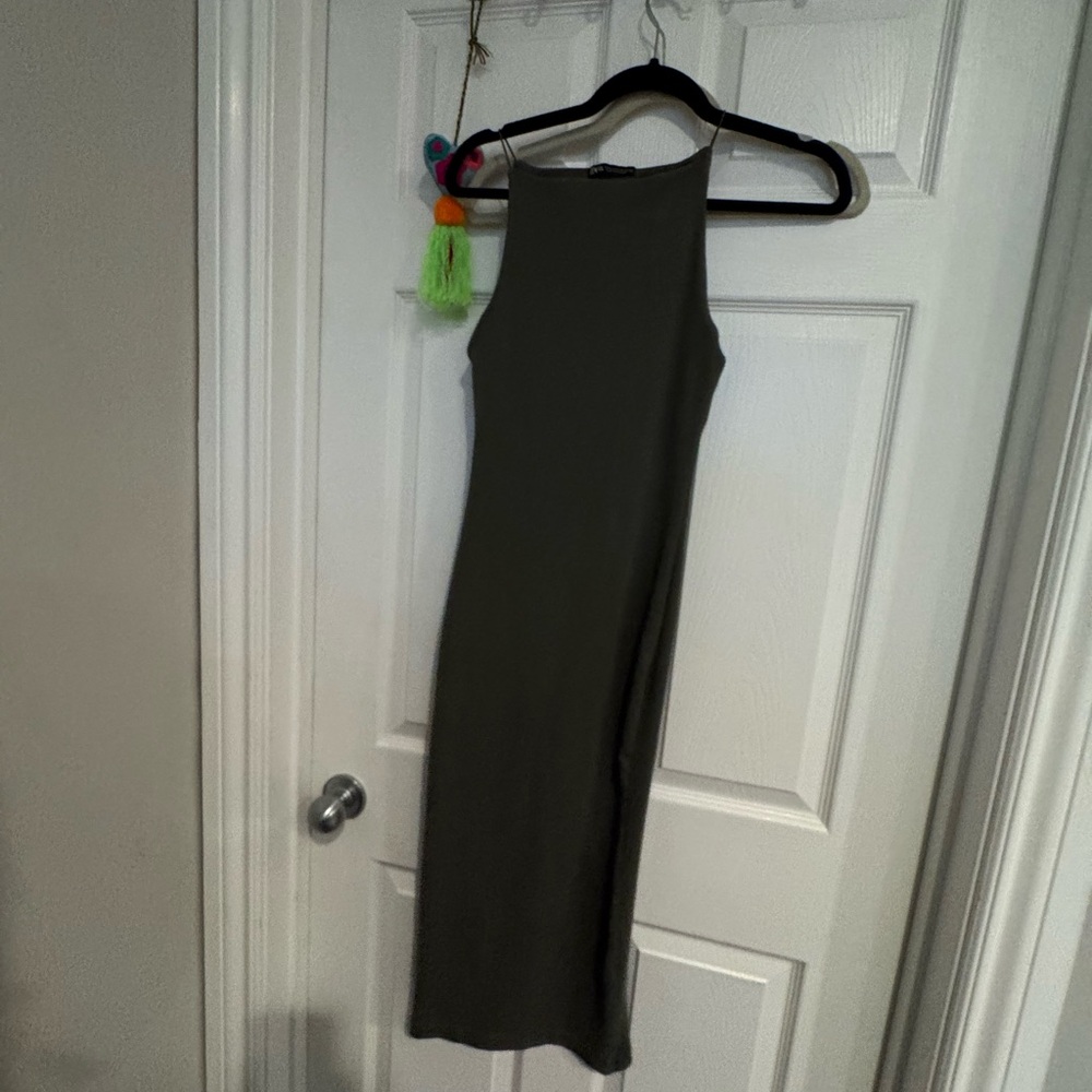 Zara Olive Green Midi Dress